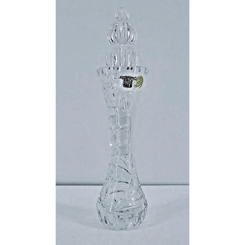 Sklo Bohemia Czech Republic Clear Lead Crystal Bud Vase Decanter stopper 6"